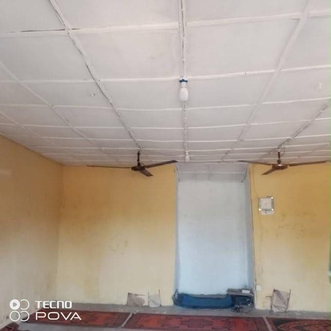 The renovated mosque interior, plastered, ceiled and fitted.
