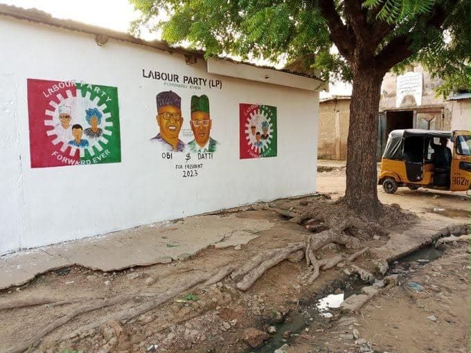 A mural painted on a street corner in a northern town.