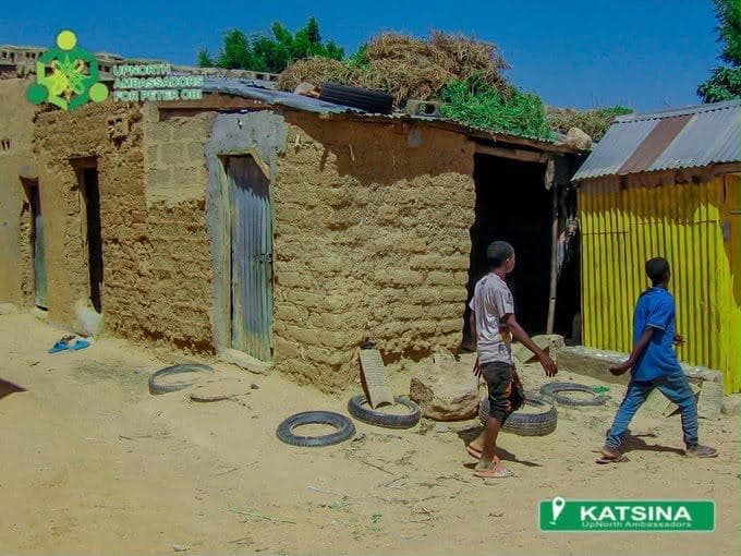 The almajiri school as it was found: mud-brick walls and a failing roof.